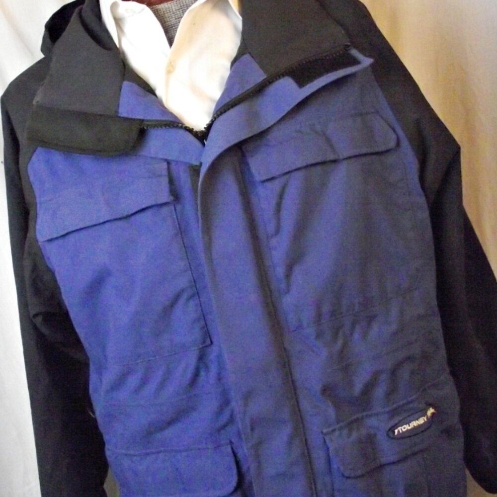 Cabela's Tourney Trail Mens Fishing Rain Jacket Dry Plus Blue Lg Hood